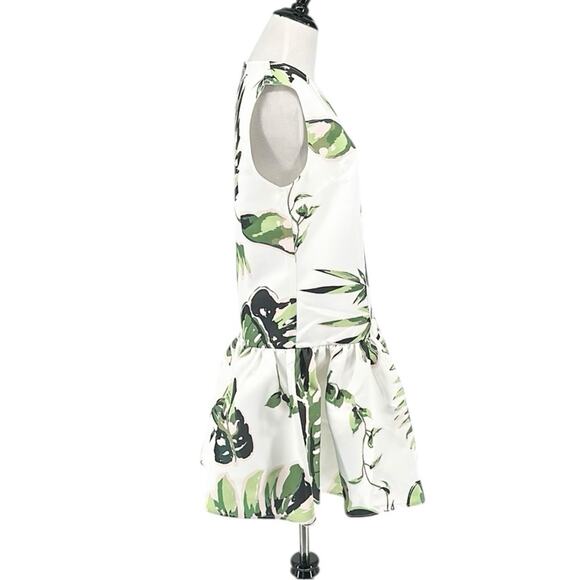 Leo Lin Petra Floral Botanica Print Mini Dress White Green Size US 8 - Picture 9 of 11